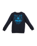 Benebar Crewneck Logo Pullover Sweatshirt, Navy, Size 8-12