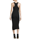 Ribbed Racerback Midi Dress, Black