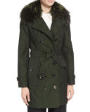 The Sandringham - Mid-Length Slim Fit Heritage Trenchcoat w/Fur Collar