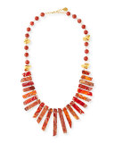 Coral & Gold-Dipped Nugget Necklace