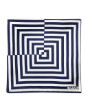 Linear Pattern Pocket Square, Blue/White