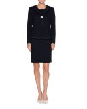 Ottoman-Knit Short-Sleeve Sheath Dress, Navy