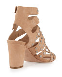 Galia Studded Strappy Sandal, Nude/Silver