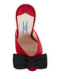 Suede Bow 100mm Slide Sandal, Cherry