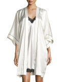 Lace-Trimmed Silk Chemise, Ivory/Black