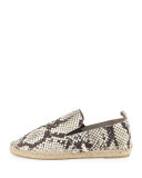 Robin Snake-Print Espadrille Flat, Black/White