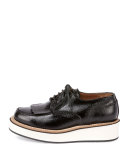 Platform Lace-Up Derby Oxford, Black