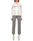 Cara Check-Print Ankle Pants, Black/Moonstone