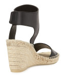 Sophie Leather Espadrille Wedge, Black