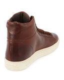 Russel Leather High-Top Sneaker, Brown