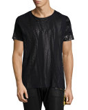 Short-Sleeve Shirt with Foil-Print, Black