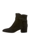 Suede Side-Tie 45mm Ankle Boot, Black