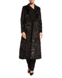 Long Velvet Jacquard Evening Topper, Black
