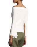 Fabia Off-the-Shoulder Ponte Top, Cream