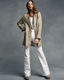 Organic Linen One-Button Coat, Natural 
