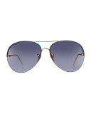 Rimless Gradient Aviator Sunglasses, Gray