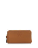Thea Leather Multi-Gusset Zip Wallet, Tan