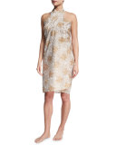 Fern Printed Sarong, White/Natural