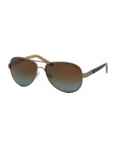 Polarized Metal Aviator Sunglasses with Acetate Arms, Gunmetal