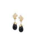 Sea Leaf Collection 18k Onyx Drop Earrings