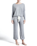 Slouchy Drawstring Pants, Gray Heather