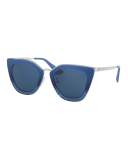 Gradient Metal-Trim Geometric Cat-Eye Sunglasses