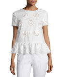 Sangallo Cotton Lace Peplum Blouse 