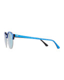 Round Acetate Sunglasses W/Mirror Lenses