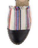 Heloise Striped Ankle-Wrap Espadrille Flat, Multi