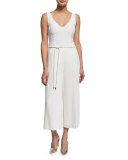Sleeveless Belted Midi Jumpsuit 