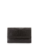 Crocodile Large Bar Clutch Bag, Black Matte