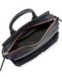 Pilot Small Leather Satchel Bag, Navy