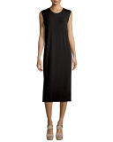 Sleeveless Round-Neck Jersey Shift Dress