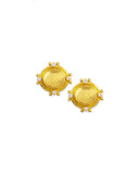 19k Gold Dome Earrings with Diamonds