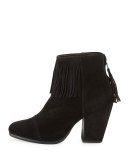Newbury Fringe Suede Bootie, Black