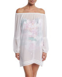 Chiffon Off-the-Shoulder Coverup Tunic