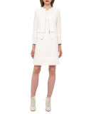 Wool Crepe Double-Hem Dress, Moonstone Ivory
