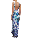 Legacy Floral Silk Pareo, Blue