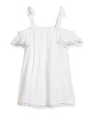 Eden Pompom Swim Coverup, White, Size 4-7