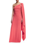 One-Shoulder Cape Gown 