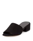 Rachelle 2 Suede Block-Heel Slide Sandal, Black