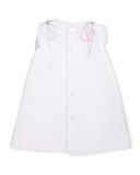 Sleeveless Embroidered Pique Dress, White, Size 3-18 Months