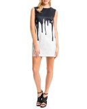 Drip-Paint Shift Dress, Lily White