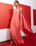One-Shoulder Cape Gown 