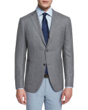 Milano Textured Solid Two-Button Blazer, Gray
