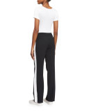 Mid-Rise Straight-Leg Track Pants, Black