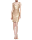 Crisscross Metallic Bandage Dress