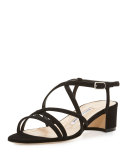 Atrita Strappy Suede Sandal, Black