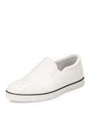 Woven-Toe Leather Skate Shoe, White