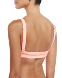 Ellie Stitch-Detail Swim Top, Coral